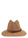 Emporio Armani Women's Straw Fedora Hat In Leather Brown