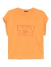 Emporio Armani Logo Crew Neck T-shirt With Turn-up Cuffs In Orange