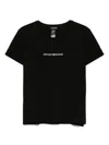 Emporio Armani Crew Neck Logo T-shirt With Side Slits In Black
