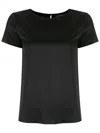 Emporio Armani Short-sleeved Silk Satin Blouse In Black