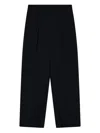 Emporio Armani Cotton Blend Trousers With Elastic Waistband In Black