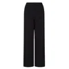 Emporio Armani High-rise Wide-leg Cotton-blend Trousers In Black