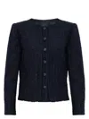 Emporio Armani Tweed Short Blazer Jacket In Blue