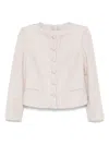 Emporio Armani Short Tweed Blazer Jacket In Beige