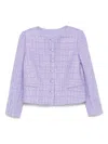 Emporio Armani Tweed Short Blazer Jacket In Purple