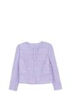 Emporio Armani Tweed Short Blazer Jacket In Purple