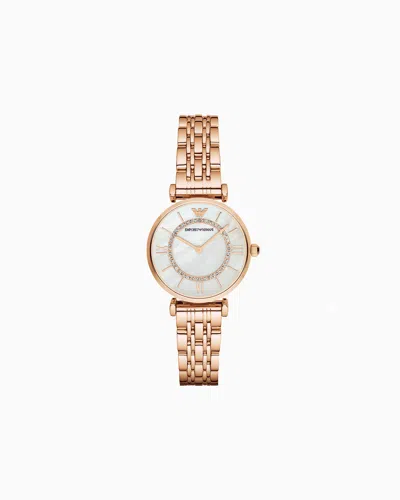 Emporio Armani Women's Two-hand Rose Gold-tone Stainless Steel Watch In Multicoloured