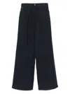 Emporio Armani Wide-leg Linen Trousers In Blue