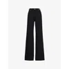 Emporio Armani Womens Black Denim Embellished Five-pockets Straight-leg High-rise Stretch-denim Jeans In Black Denim