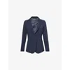 Emporio Armani Womens Single-breasted Notched-lapel Woven Blazer Midnight Blue In Midnight Blue
