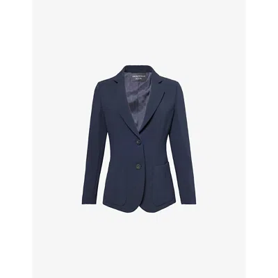 Emporio Armani Womens Single-breasted Notched-lapel Woven Blazer Midnight Blue