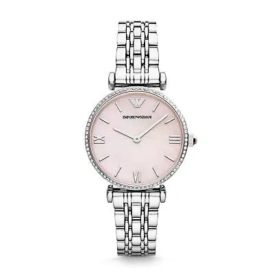 Pre-owned Emporio Armani Womens Wristwatch  Gianni T-bar Ar1779 Stainless Steel Pink