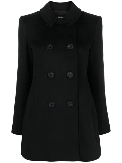 Emporio Armani Wool And Cashmere Blend Coat In Black