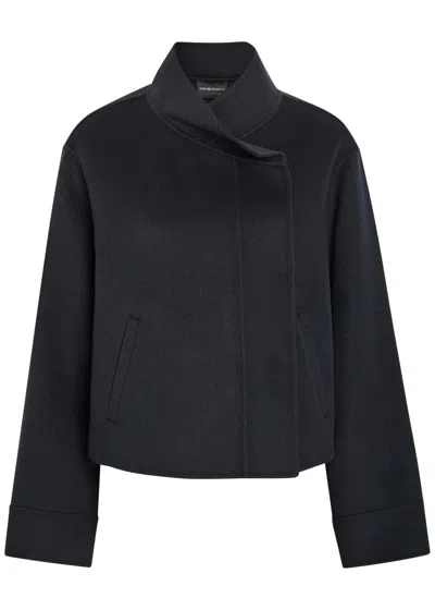 Emporio Armani Wool And Cashmere-blend Jacket In Black