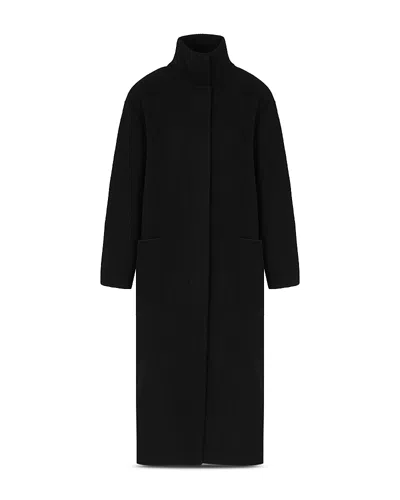 Emporio Armani Wool And Cotton Coat In Black