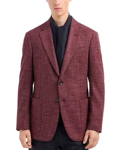 Emporio Armani Wool & Linen Blend Sport Jacket In Black Bean