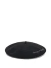 Emporio Armani Wool Beret With A Micro-stud Logo In Black
