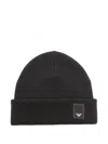 Emporio Armani Wool Logo-patch Beanie In Black