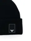 Emporio Armani Navy Blue Beanie Hat In Black