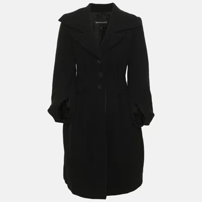 Pre-owned Emporio Armani Wool Belted Trench Coat S In Black