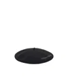 Emporio Armani Wool Beret With A Micro-stud Logo In Black