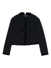 Emporio Armani Double-breasted Cropped Wool Blazer In Black