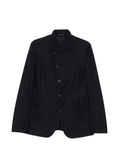 Emporio Armani Wool Blazer Jacket Structured Lapel Design In Black
