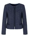 Emporio Armani Wool Blend Blazer Jacket In Blue
