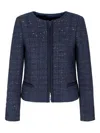 Emporio Armani Wool Blend Blazer Jacket In Blue