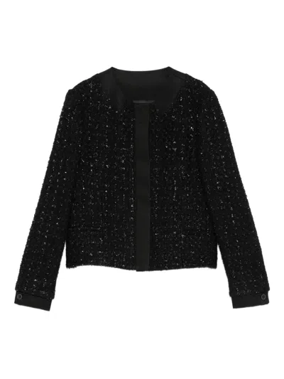 Emporio Armani Wool Blend Blazer Jacket In Black