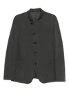 Emporio Armani Textured Fabric Blazer Featuring Front Pockets In Green