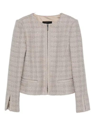 Emporio Armani Wool Blend Blazer Jacket In Neutral