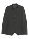 Emporio Armani Textured Fabric Blazer Featuring Front Pockets In Gray