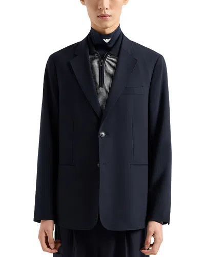 Emporio Armani Wool Blend Blazer In Solid Medium