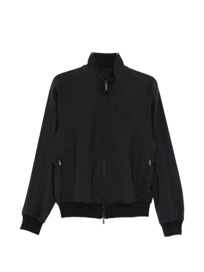 Emporio Armani Wool Blend Bomber Jacket In Black