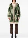 Emporio Armani Long Argyle Pattern Jacket Front Pockets In Green