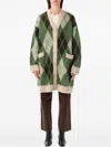 Emporio Armani Long Argyle Pattern Jacket Front Pockets In Green