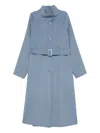 Emporio Armani Wool Blend Coat In Blue
