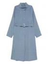 Emporio Armani Wool Blend Coat In Blue