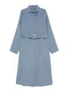 Emporio Armani Wool Blend Coat In Blue