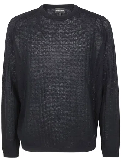 Emporio Armani Men's Lyocell Pullover Sweater In Blue