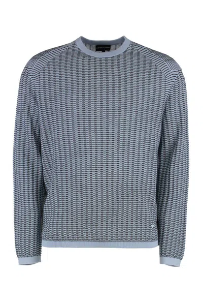 Emporio Armani Wool-blend Crew-neck Sweater In Blue