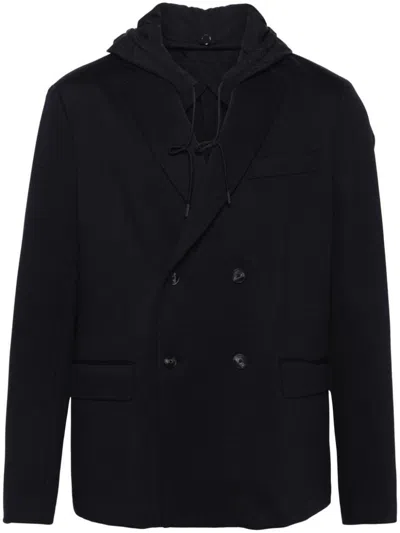 Emporio Armani Hooded Blazer In Blue