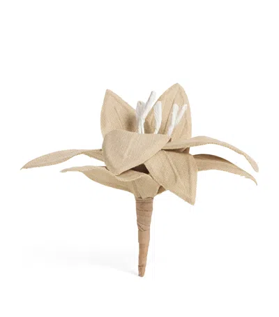 Emporio Armani Wool-blend Flower Pin In Beige