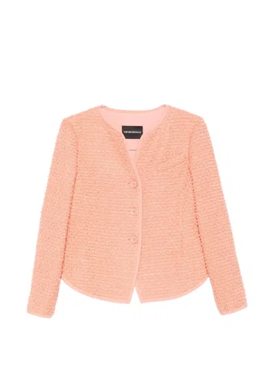 Emporio Armani Wool Blend Jacket Round Neck Design In Orange