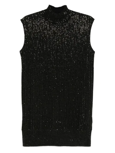 Emporio Armani Wool Blend Mini Dress In Black