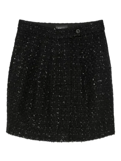 Emporio Armani Wool Blend Mini Skirt In Black