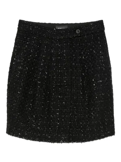 Emporio Armani Wool Blend Mini Skirt In Black