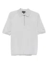 Emporio Armani Asv Plain-knit Jumper With Polo-shirt Collar, In A Wool And Lyocell Blend In Blue