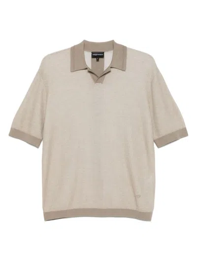 Emporio Armani Wool Blend Polo Shirt In Beige
